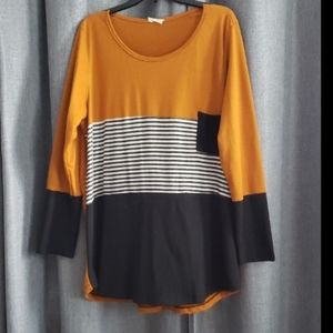 Long sleeve color block top